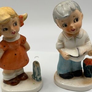 Vintage 1960s Standing Boy & Girl Figurines 4.5" Japan